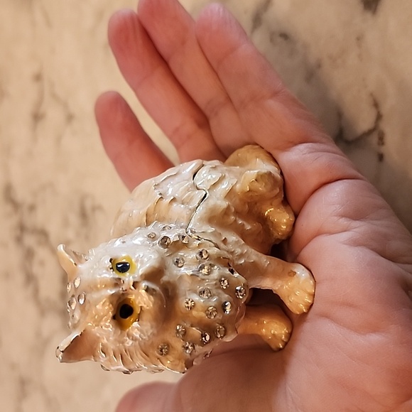 Vintage, rhinestone embellished cat trinket/jewelry box - Picture 8 of 8